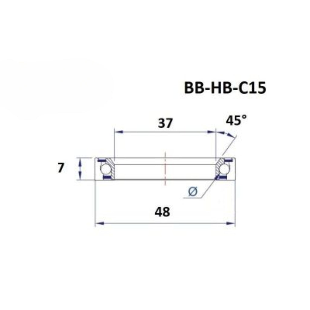 Headset Bearing - BlackBearing - C15 - 37 x 48 x 7 mm 45/90°