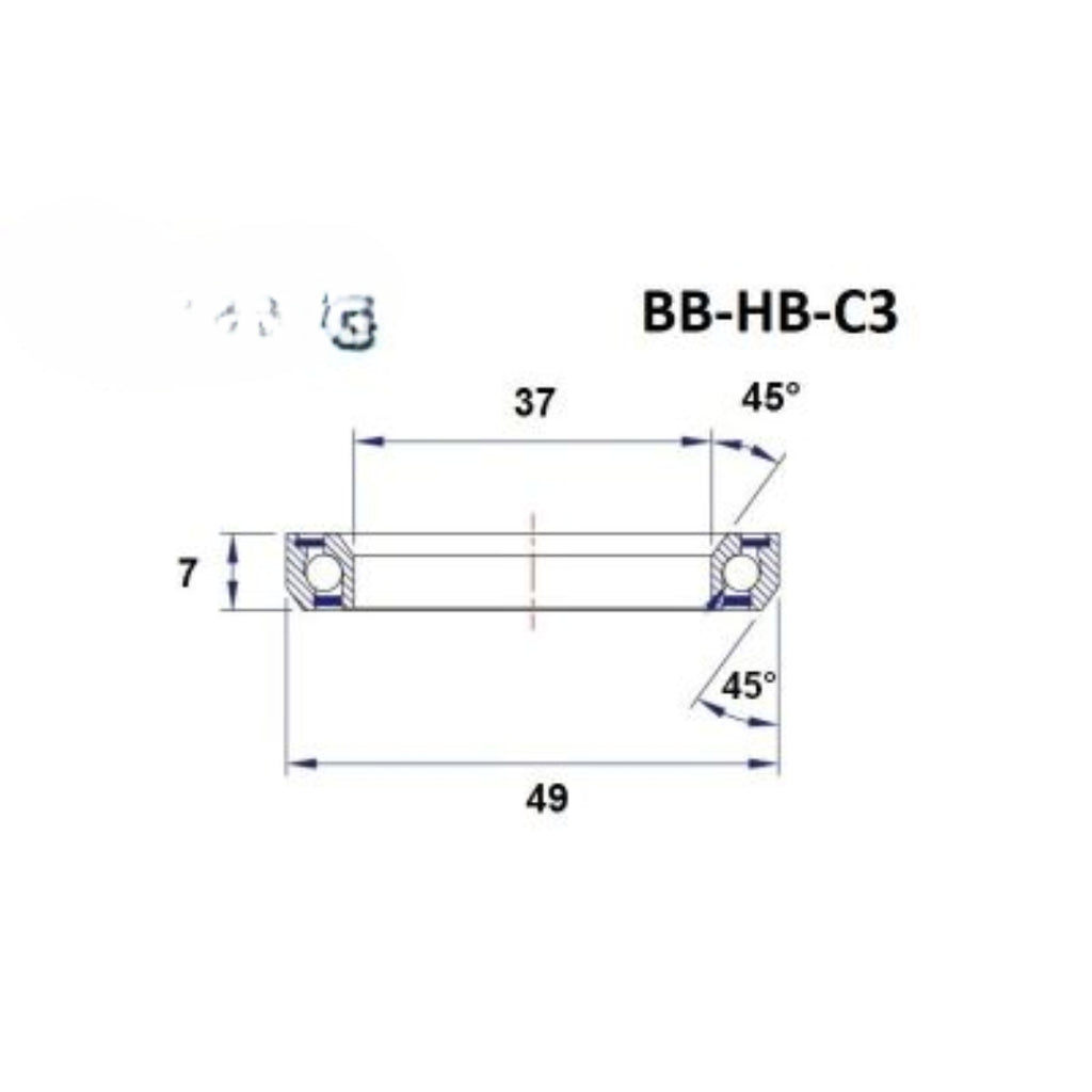 Headset Bearing - BlackBearing - C3 - 37 x 49 x 7 mm 45/45°