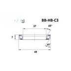 Headset Bearing - BlackBearing - C3 - 37 x 49 x 7 mm 45/45°