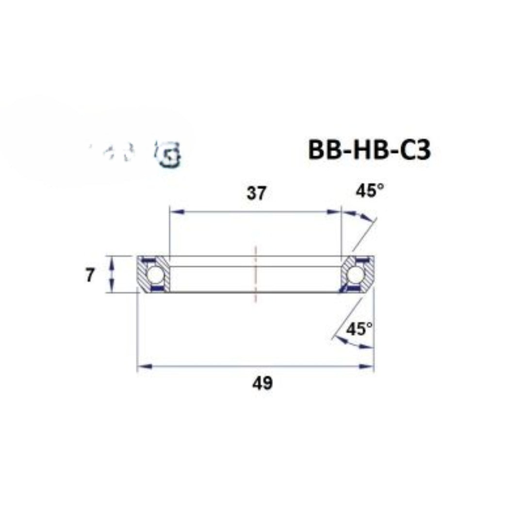 Headset Bearing - BlackBearing - C3 - 37 x 49 x 7 mm 45/45°