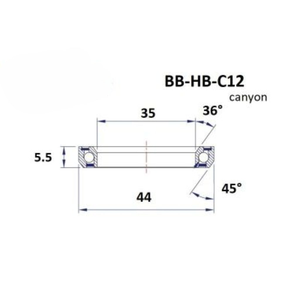 Headset Bearing - BlackBearing - C12 - 35 x 44 x 5.5 mm 36/45°