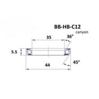 Headset Bearing - BlackBearing - C12 - 35 x 44 x 5.5 mm 36/45°