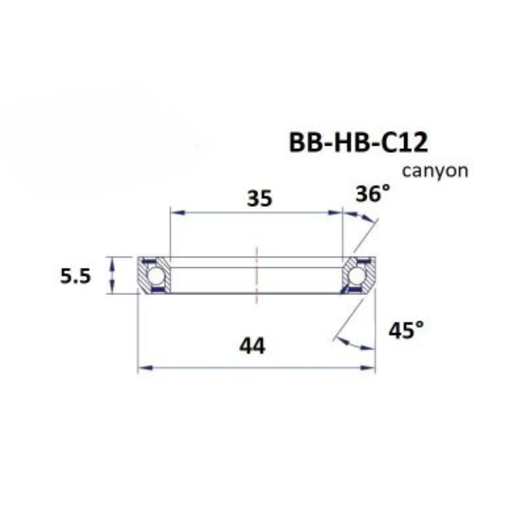 Headset Bearing - BlackBearing - C12 - 35 x 44 x 5.5 mm 36/45°
