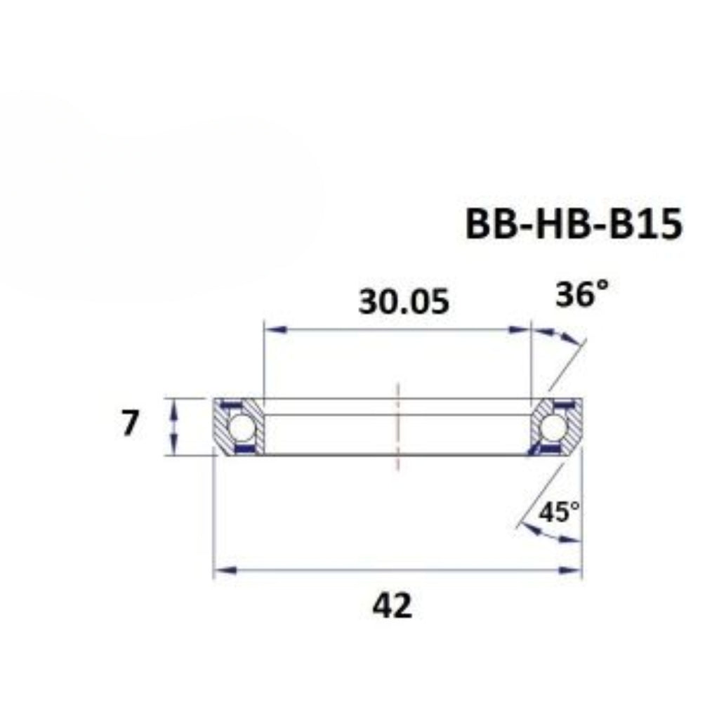 Headset bearing - Blackbearing - b15 - 30.05 x 42 x 7 mm 36/45°