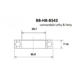 Headset bearing - Blackbearing - b543 - 39.7 x 50.8 x 7.14 mm 45/45°
