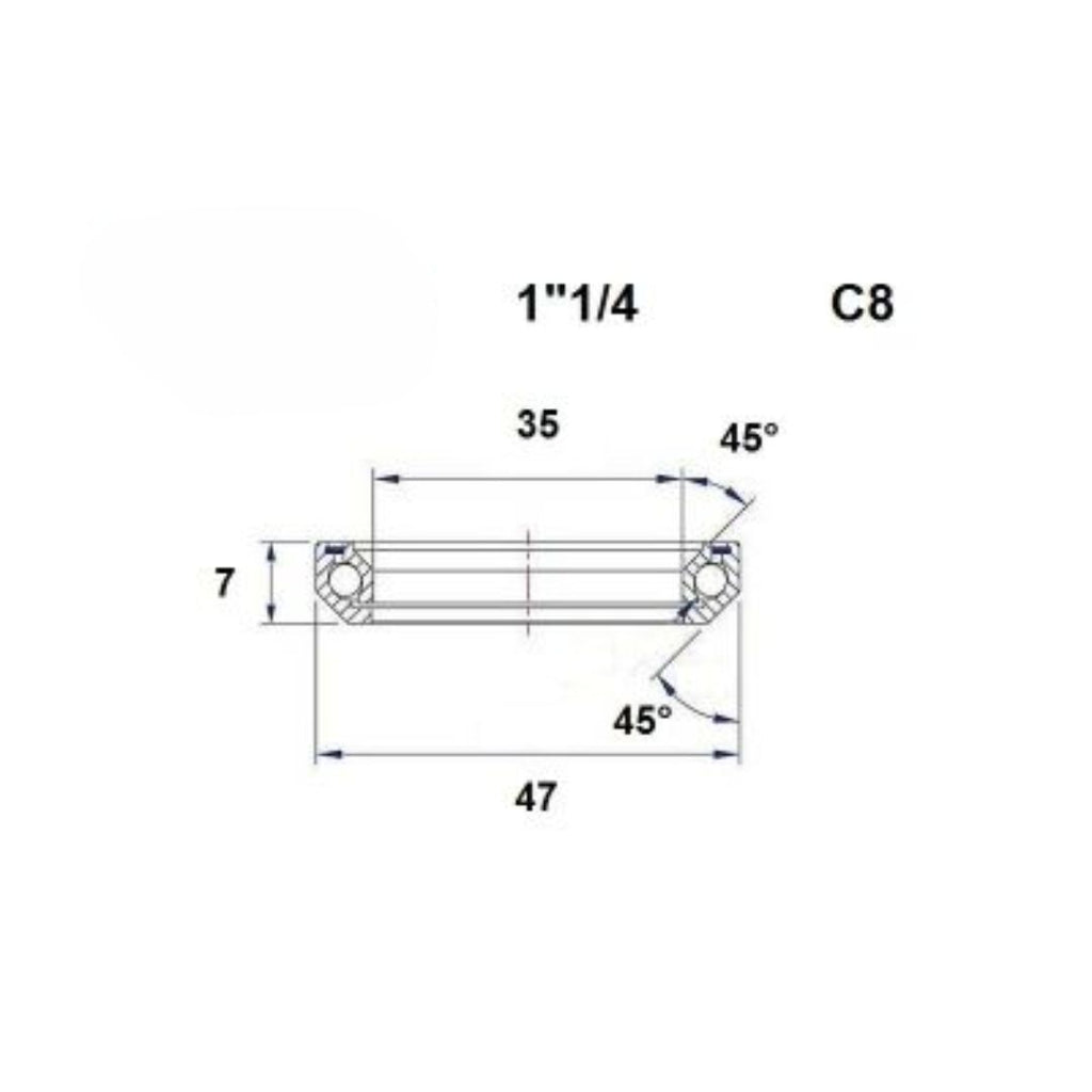 Headset Bearing - Black Bearing - C8 - 35 x 47 x 7 mm 45/45°
