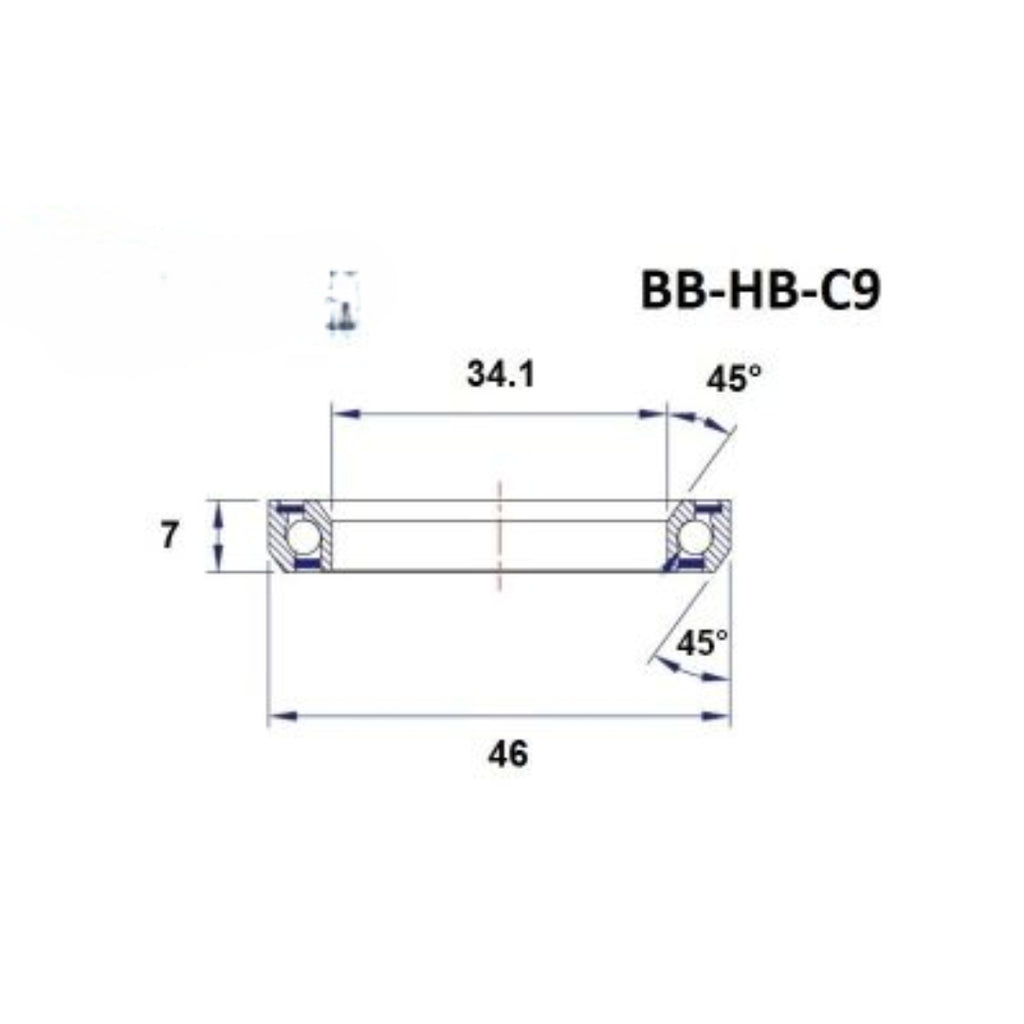 Headset Bearing - Black Bearing - C9 - 34.1 x 46 x 7 mm 45/45°