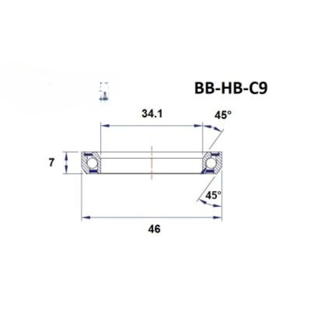 Headset Bearing - Black Bearing - C9 - 34.1 x 46 x 7 mm 45/45°