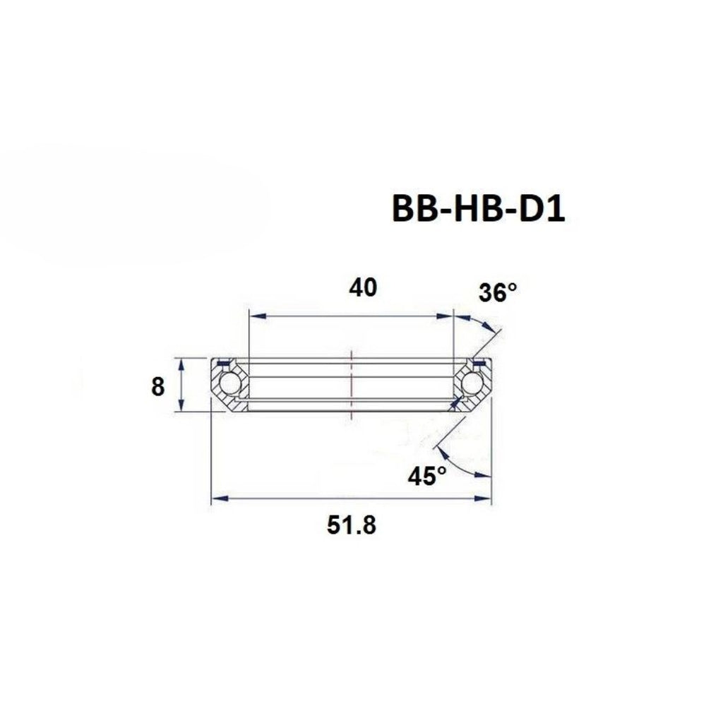 Headset Bearing - Black Bearing - D1 - 40 x 51.8 x 8 mm 36/45°