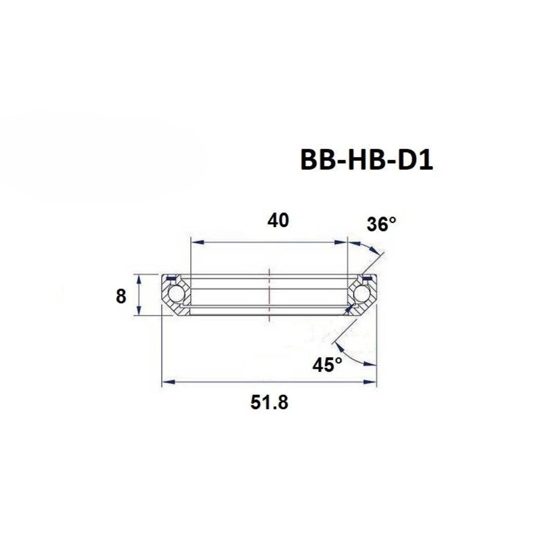 Headset Bearing - Black Bearing - D1 - 40 x 51.8 x 8 mm 36/45°