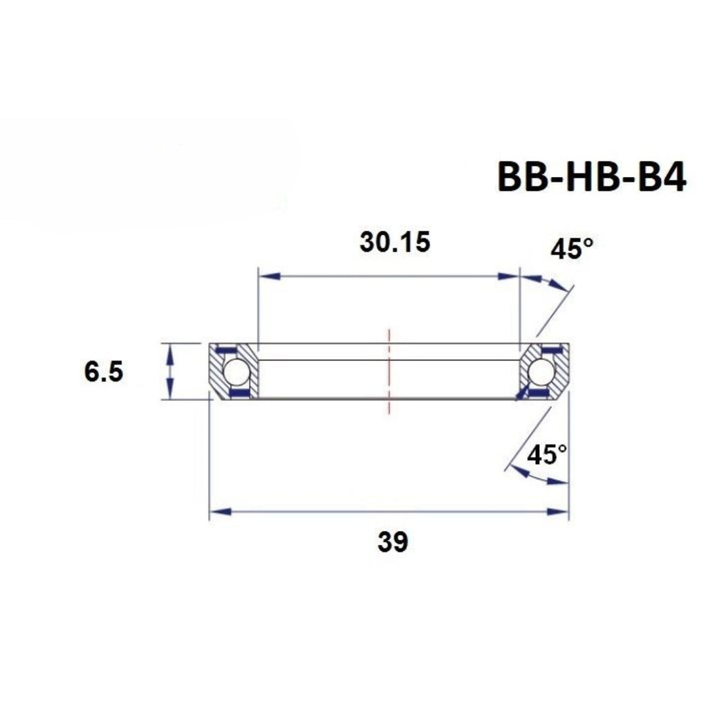Headset bearing - Blackbearing - b4 - 30.15 x 39 x 6.5 mm 45/45°