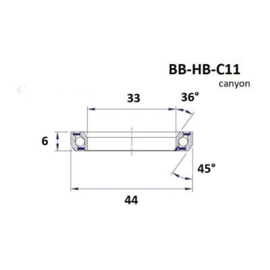 Headset Bearing - BlackBearing - C11 - 33 x 44 x 6 mm 36/45°