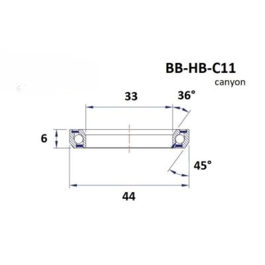 Headset Bearing - BlackBearing - C11 - 33 x 44 x 6 mm 36/45°