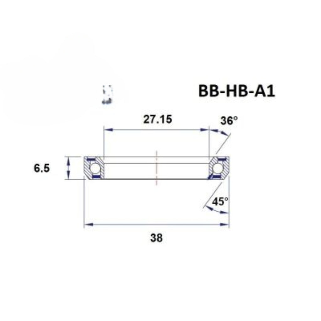 Headset bearing - Blackbearing - a1 - 27.15 x 38 x 6.5 mm 36/45°