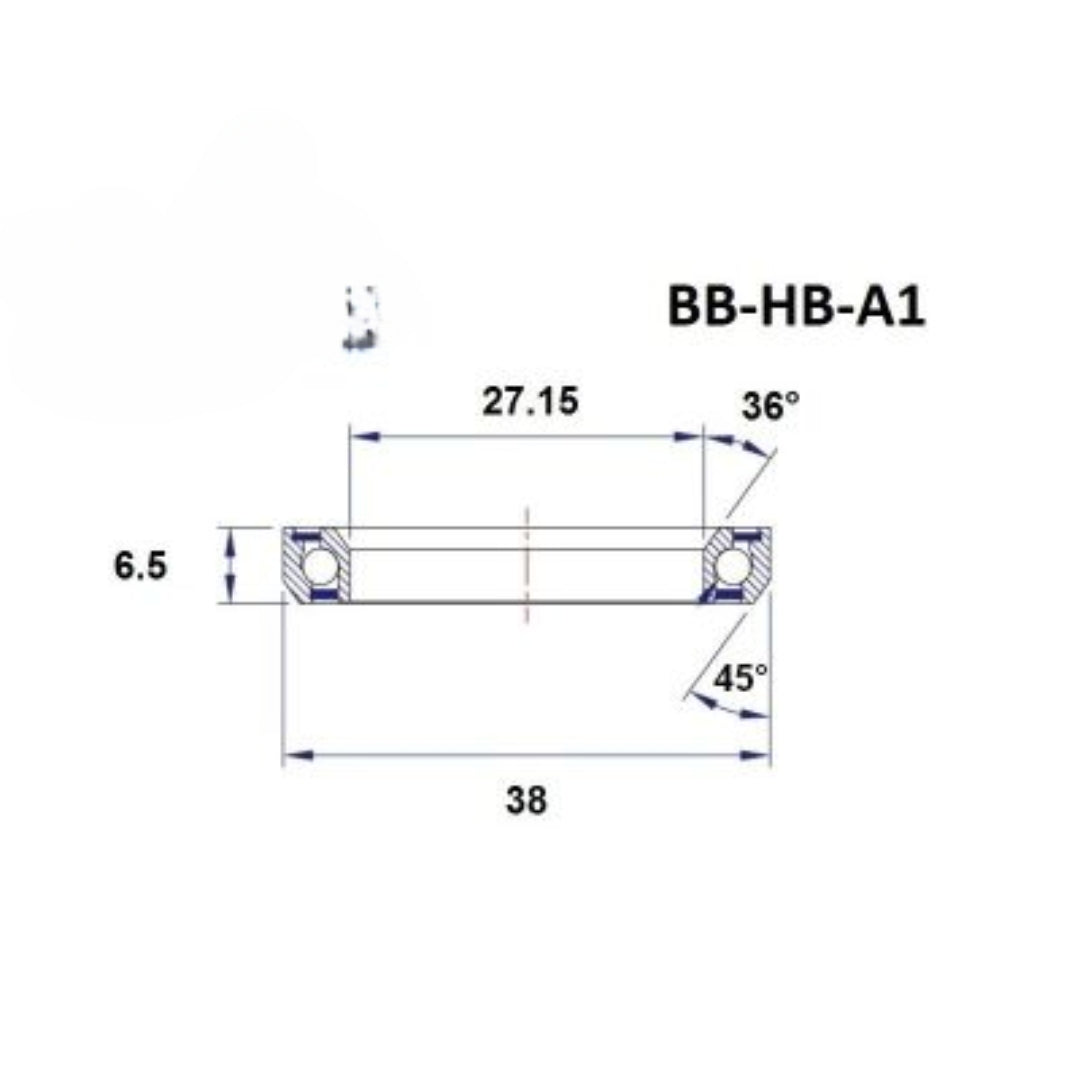 Headset bearing - Blackbearing - a1 - 27.15 x 38 x 6.5 mm 36/45°