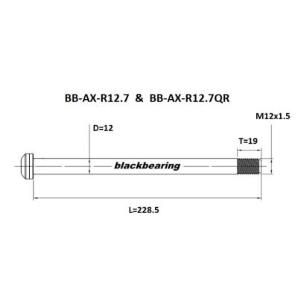 Axle - Blackbearing - r12.7qr (12mm-228.5-m12x1.5-19mm)