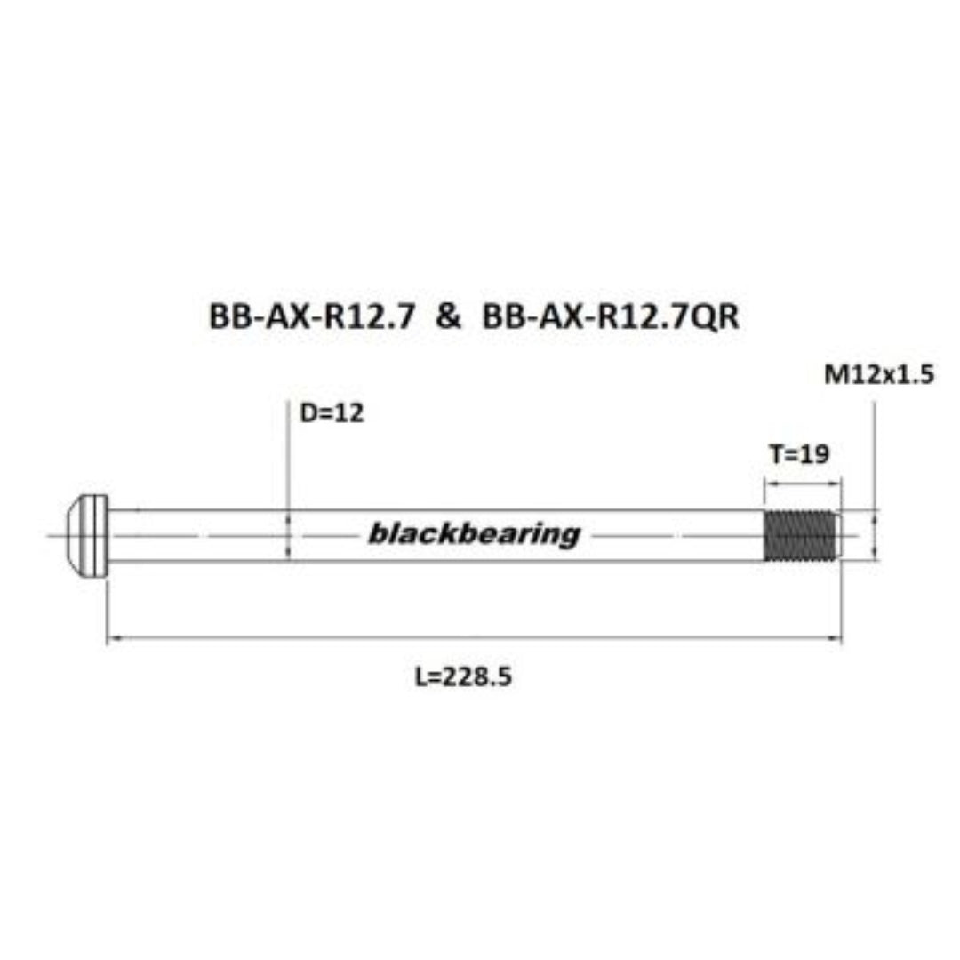 Axle - Blackbearing - r12.7qr (12mm-228.5-m12x1.5-19mm)
