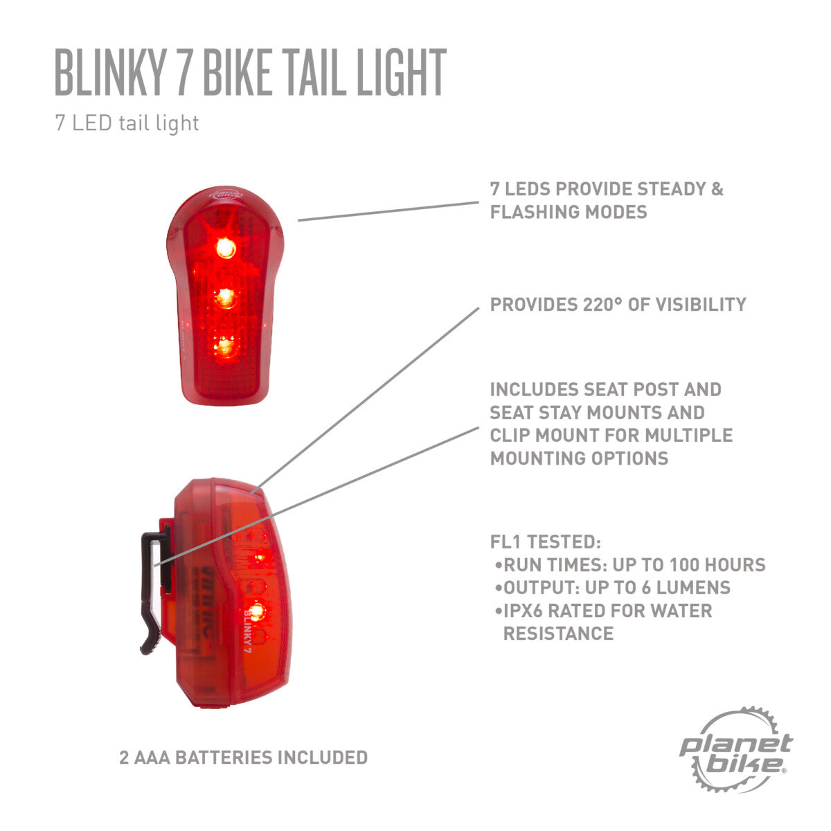 Planet Bike Blinky 7 Bike Tail Light