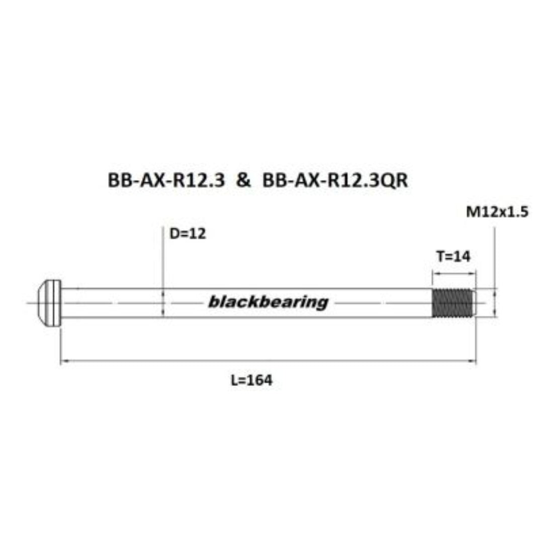 Axle -Blackbearing - r12.3 (12mm-164-m12x1.5-14mm)
