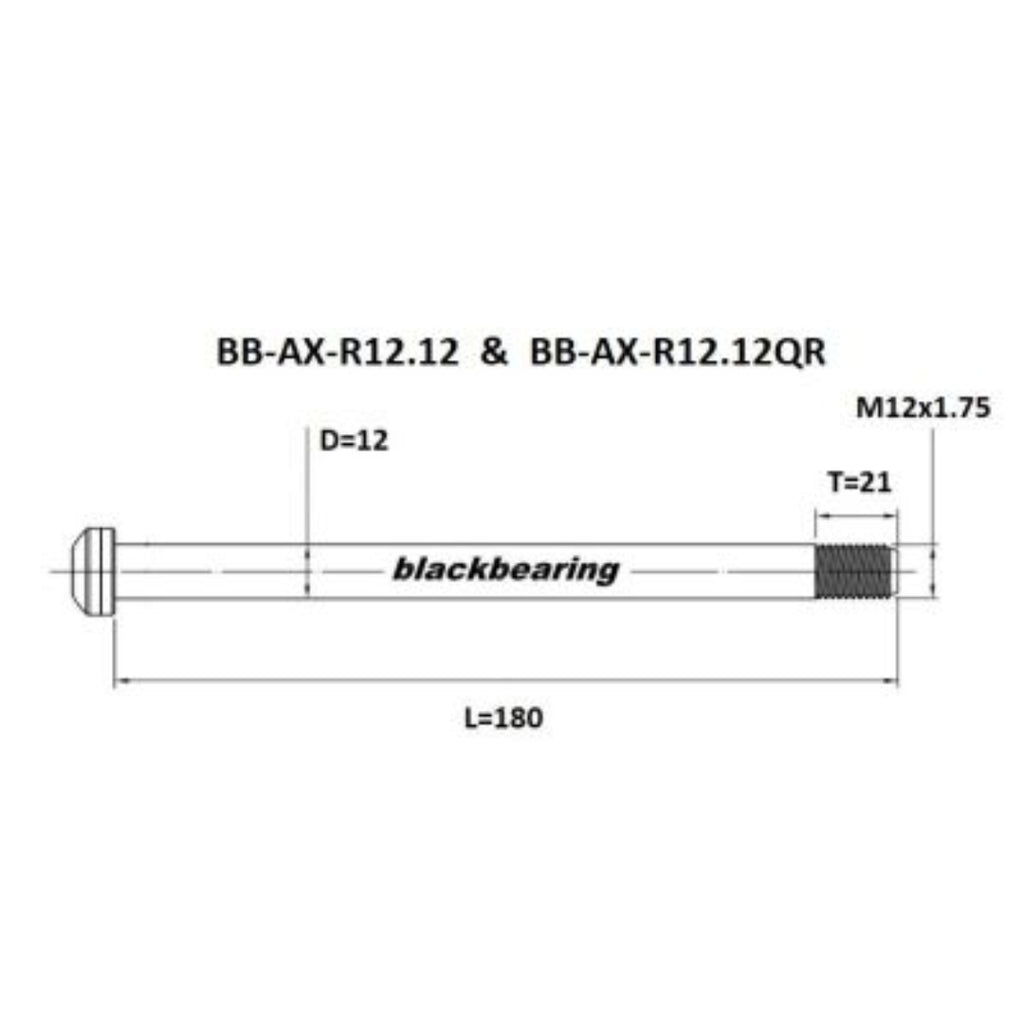 Axle - Blackbearing - 12mm - 177/182 - m12x 1.75 - 21mm