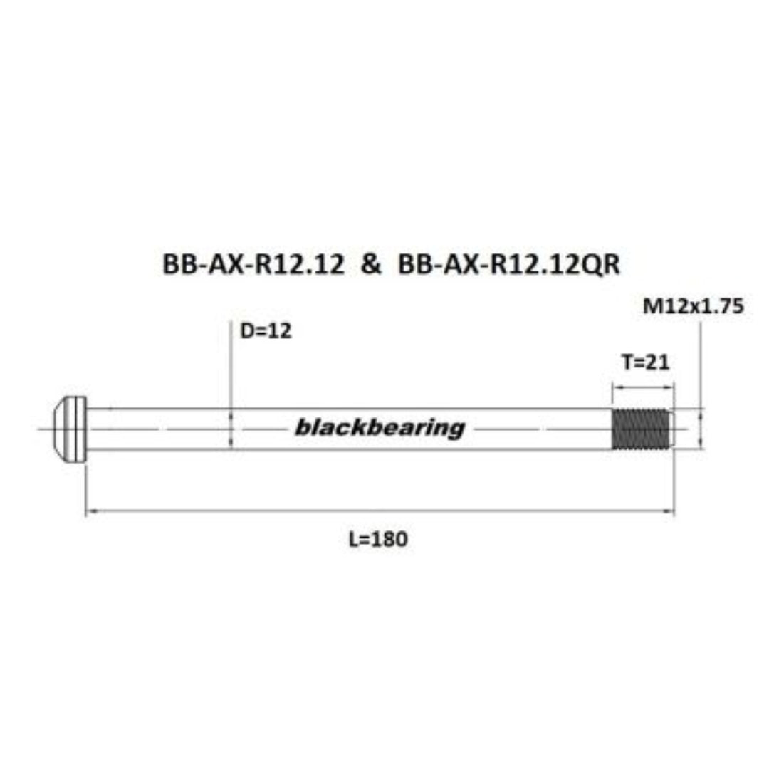 Axle - Blackbearing - 12mm - 177/182 - m12x 1.75 - 21mm