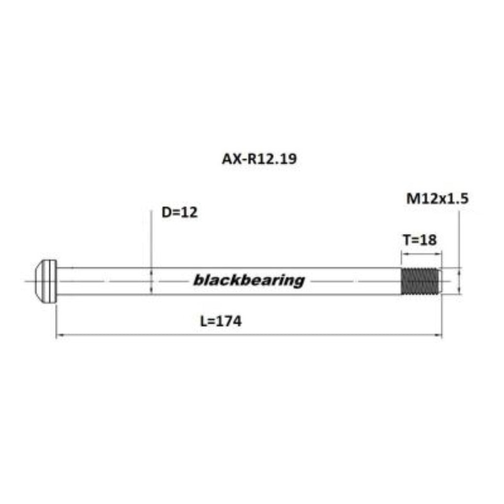 Axle - Blackbearing - r12.19 (12mm-174-m12x1.5-18mm)