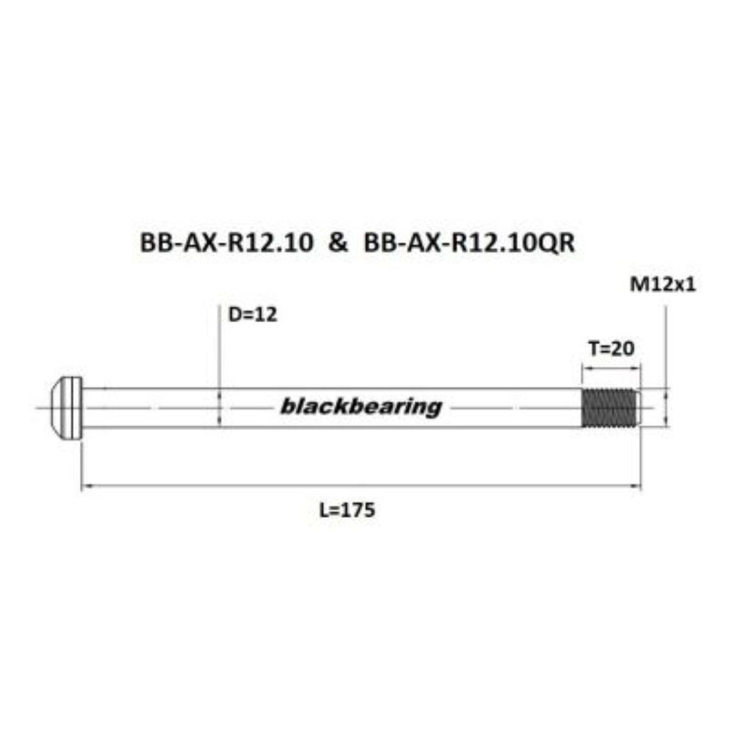 Axle -Blackbearing - r12.10 (12mm-175-m12x1-20mm)