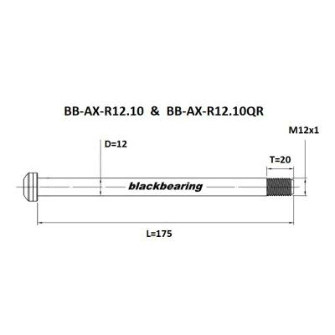Axle -Blackbearing - r12.10 (12mm-175-m12x1-20mm)