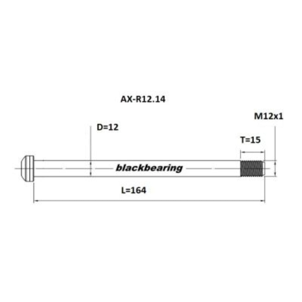 Axle - Blackbearing - r12.14 (12mm-164-m12x1-15mm)