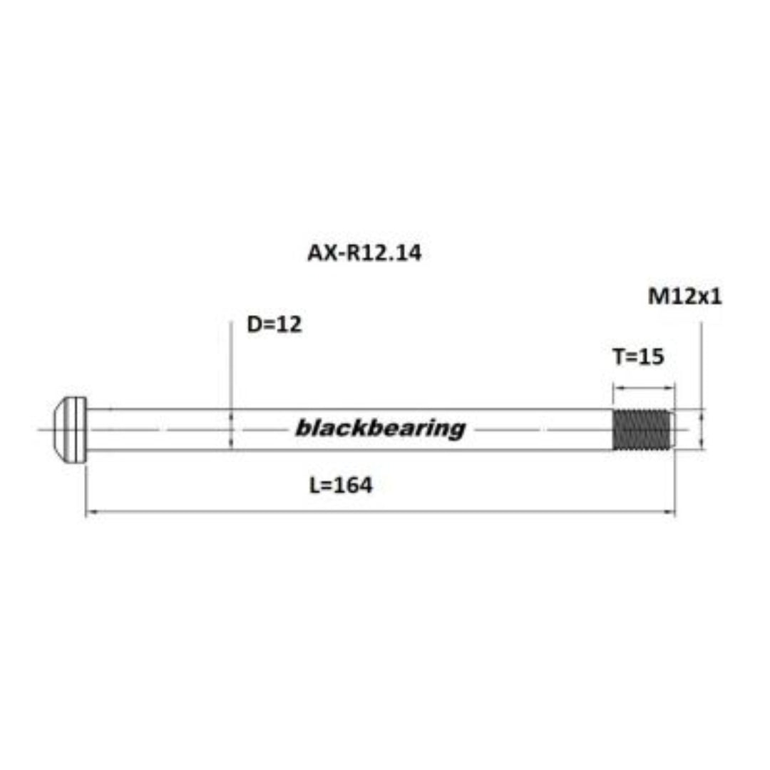 Axle - Blackbearing - r12.14 (12mm-164-m12x1-15mm)
