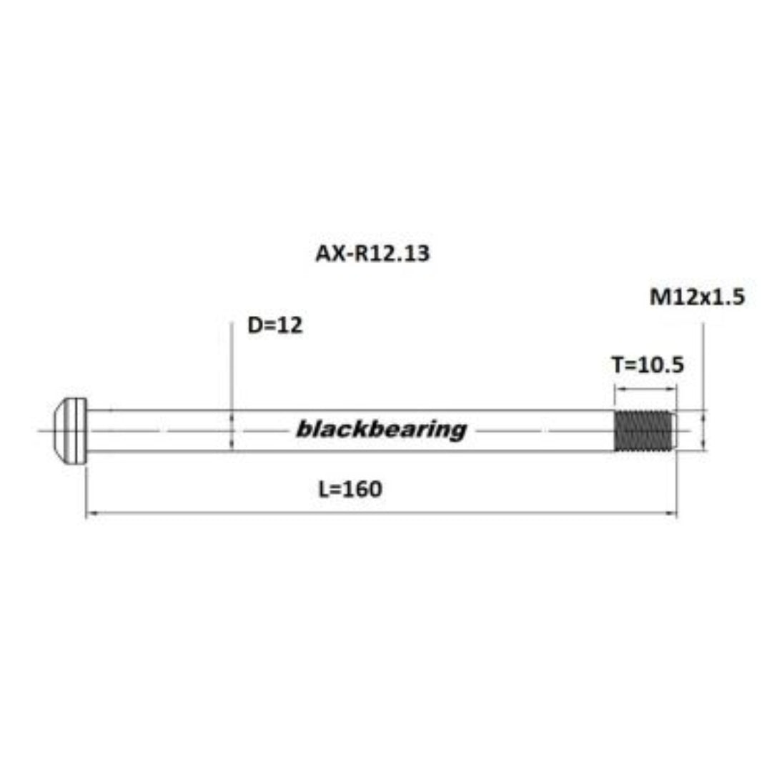 Axle - Blackbearing - r12.13 (12mm-160-m12x1.5-10.5mm)