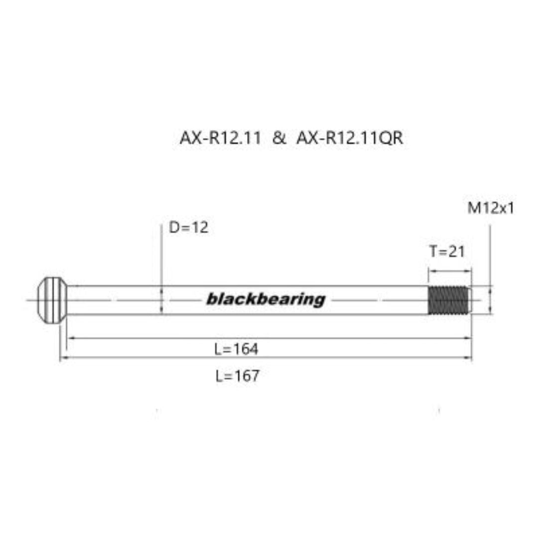 Axle - Blackbearing - r12.11qr (12mm-167-m12x1-21mm)